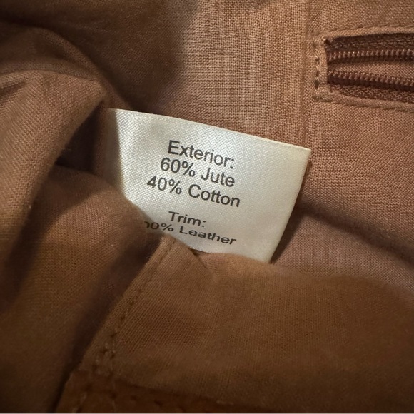 ANABAGLISH Multicolor Striped Jute Tote Bag With Leather Handle - Picture 5 of 7